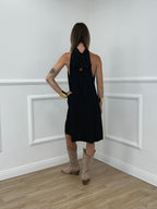 Vestito Halter In Raso Di Viscosa 9535 Nero