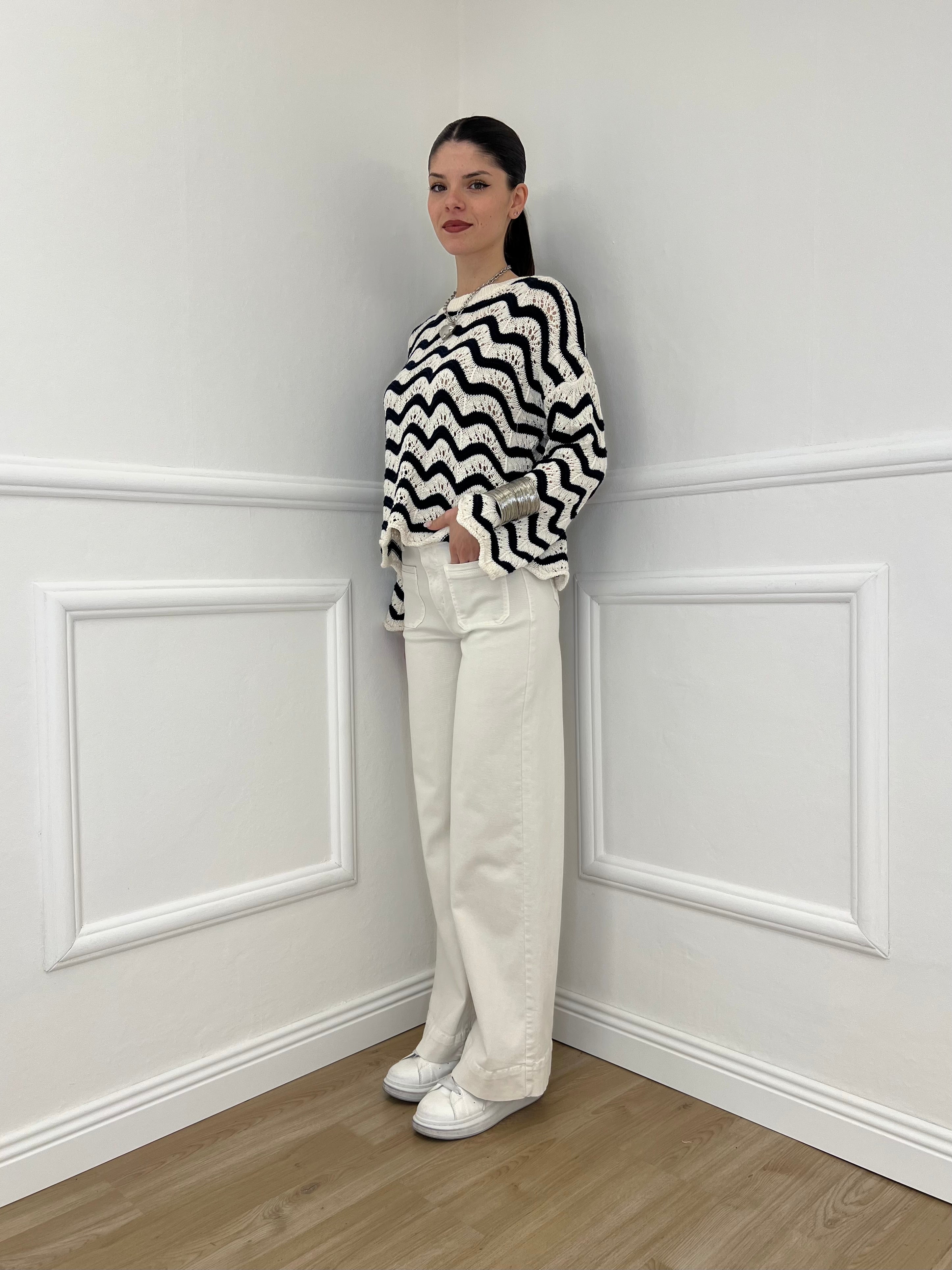 Jeans Straight Tasche Frontali 2207 Ecru