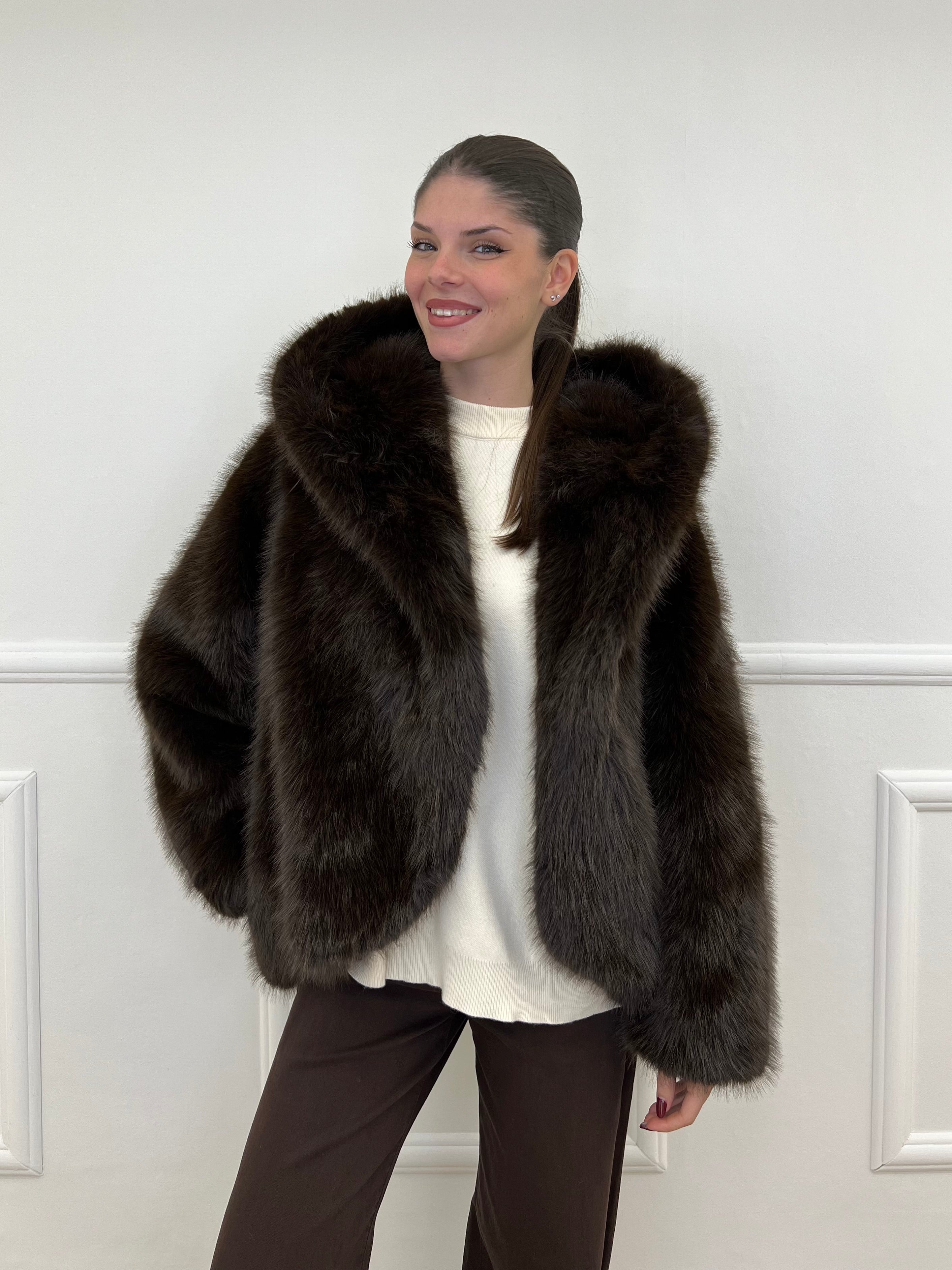 Pelliccia Cappuccio 9422 Moro