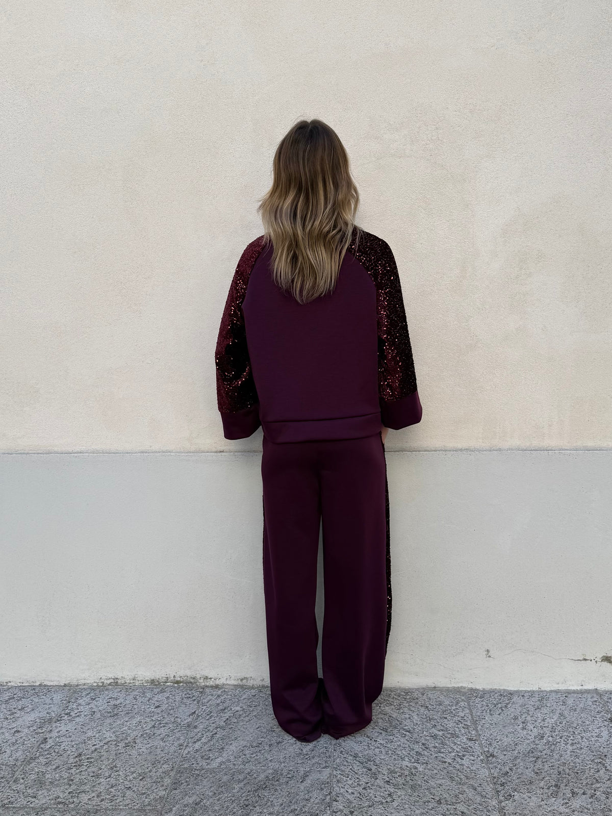 Tuta Inserti Paillettes L3110 Burgundy