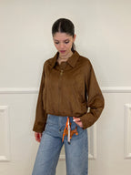 Giacca Crop Scamosciata 5006 Marrone