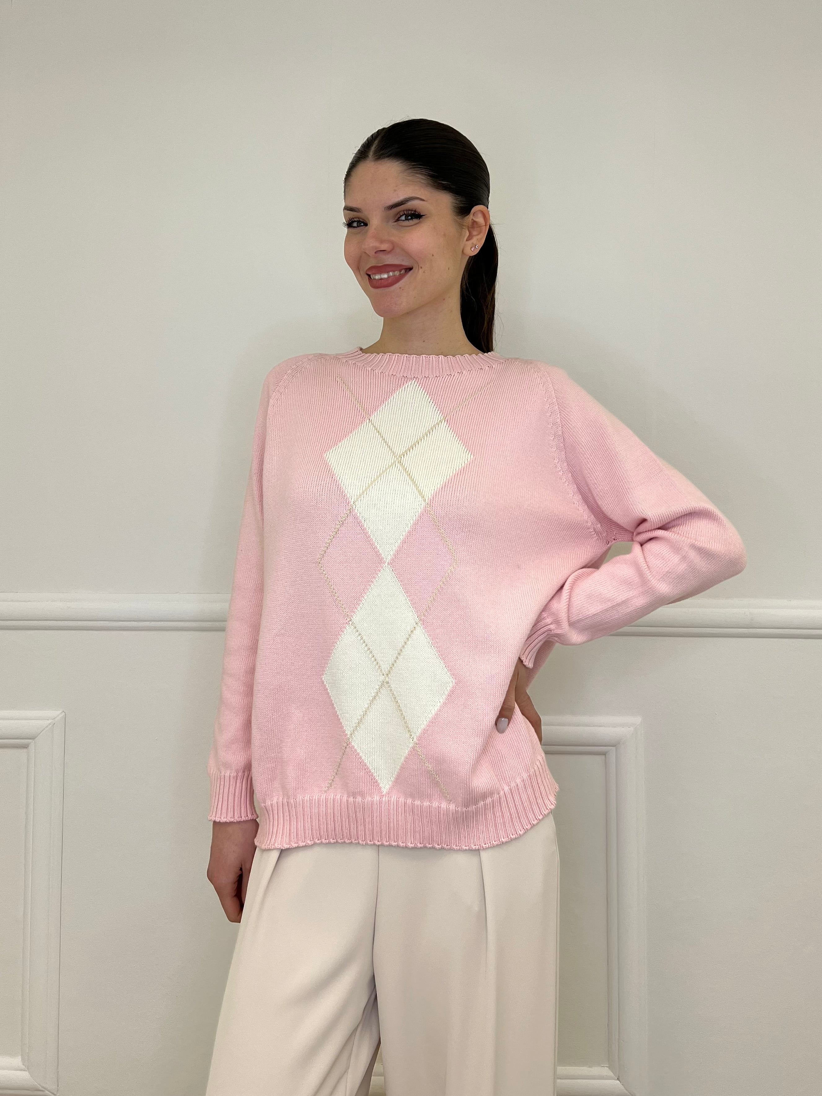 Maglia a Rombi A82628 Rosa