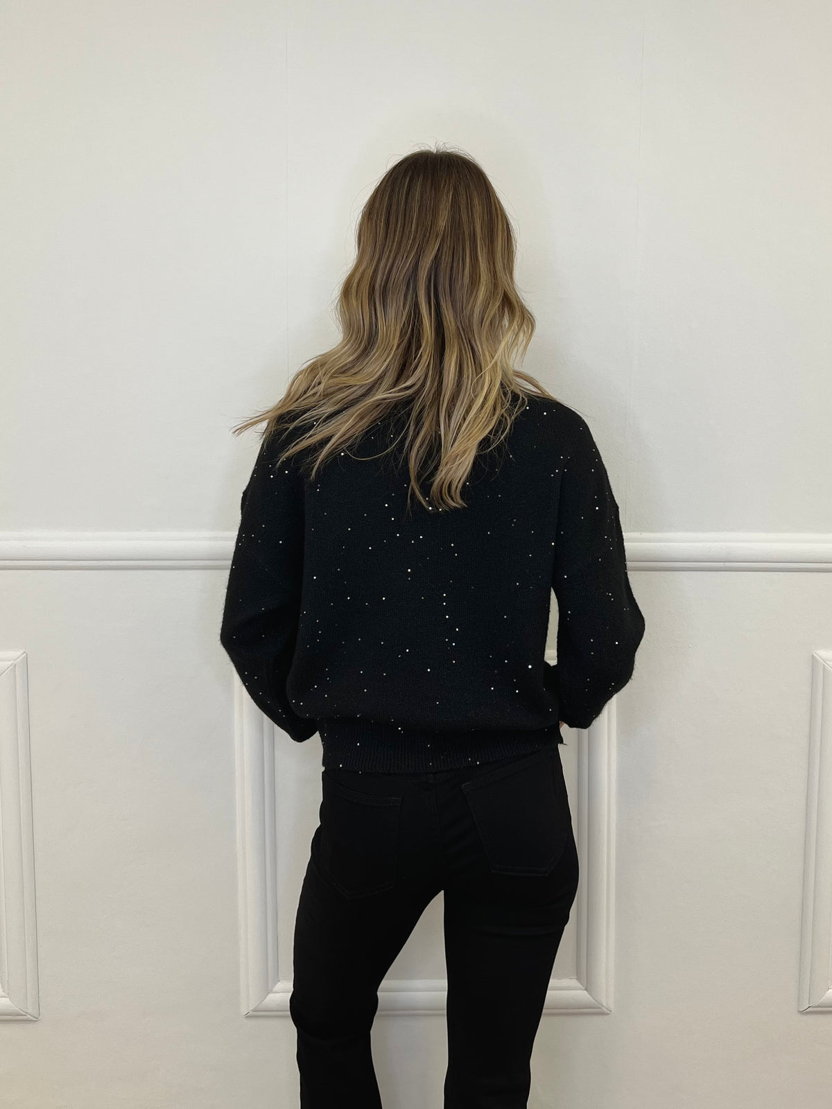 Maglia Over Paillettes 5582 Nero