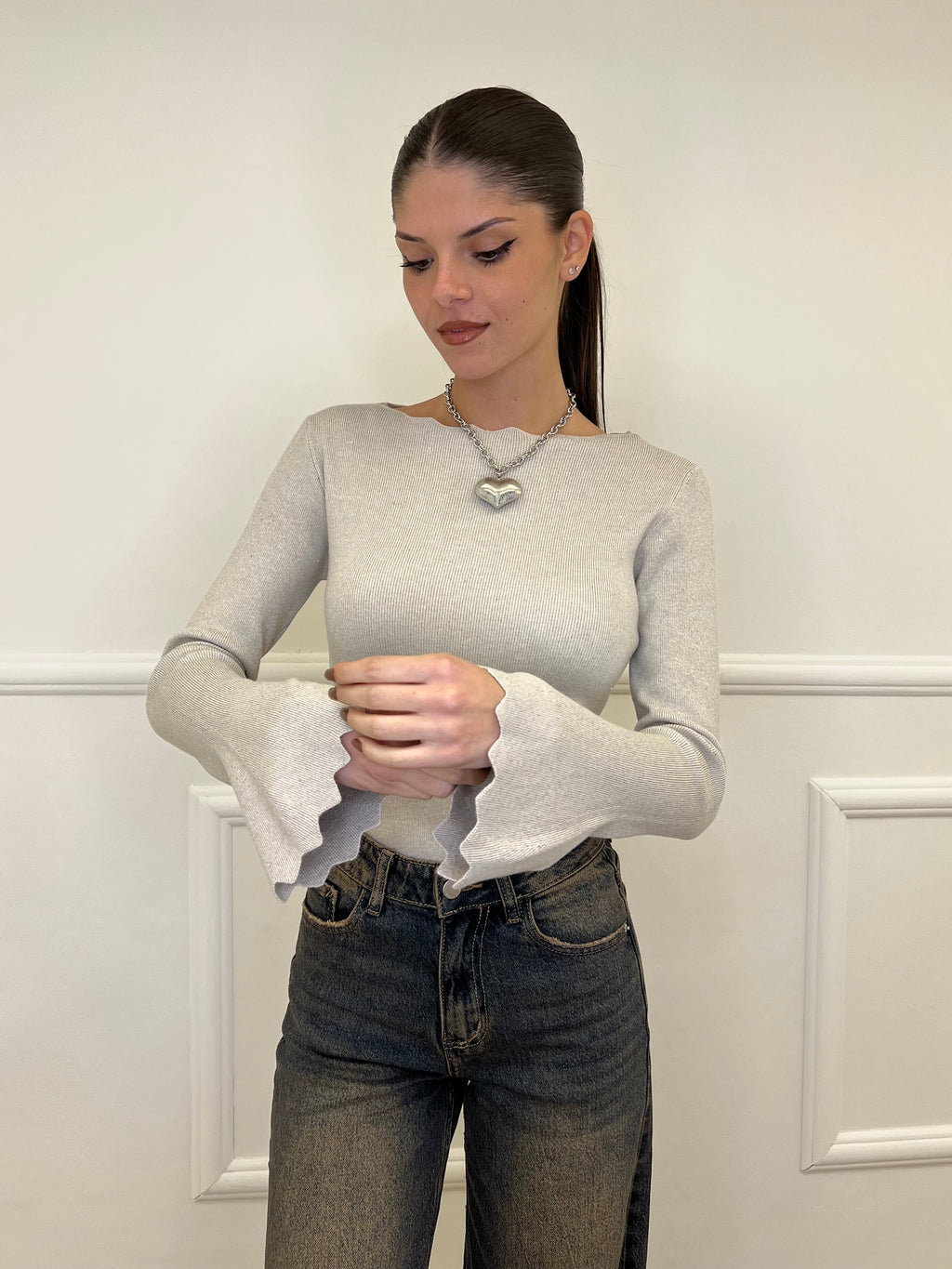 Maglia Smerlata NZ5513 Ecru