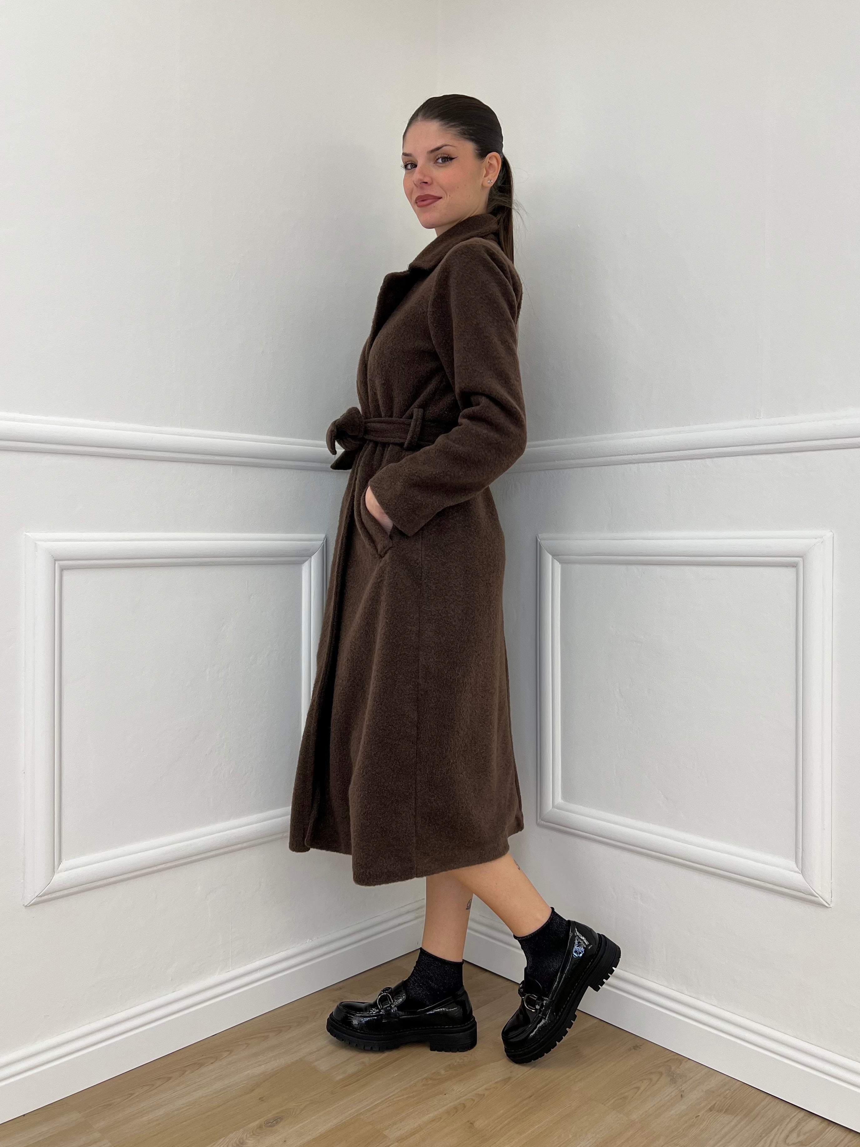 Cappotto Bouclé Cintura 91022 Moro