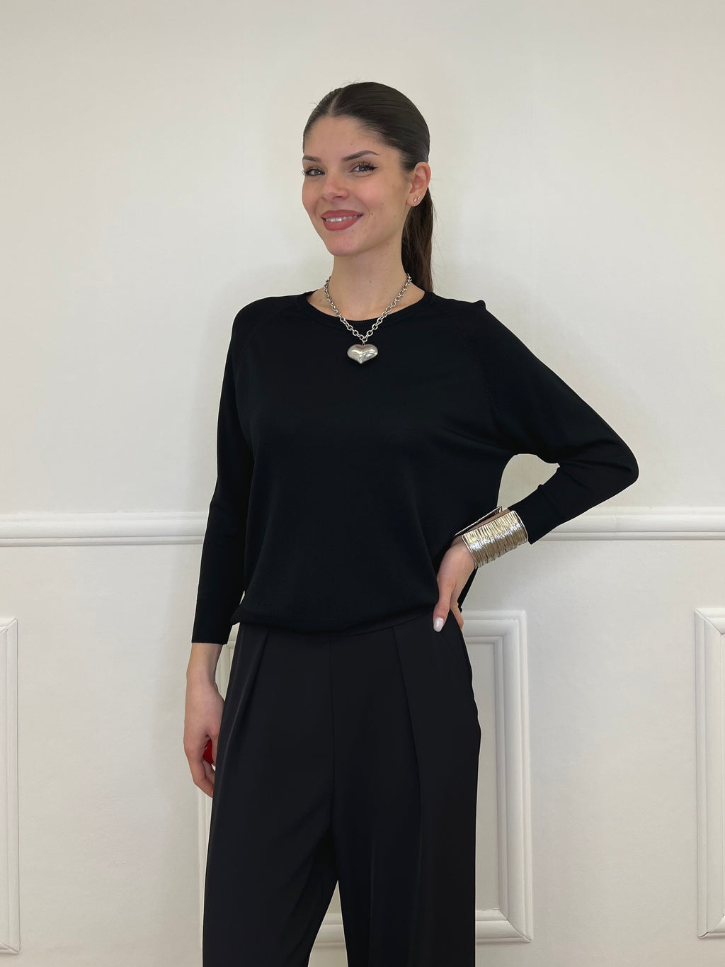 Maglia in Filo di Viscosa J185 Nero