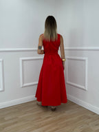 Abito Cotone Cintura 364997 Rosso