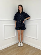 Completo Denim Shorts Ricami 2517 Blue Black