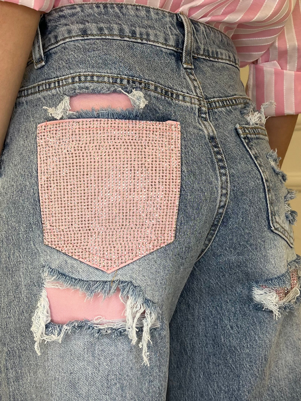 Jeans Con Tasca Strass 1960 Rosa