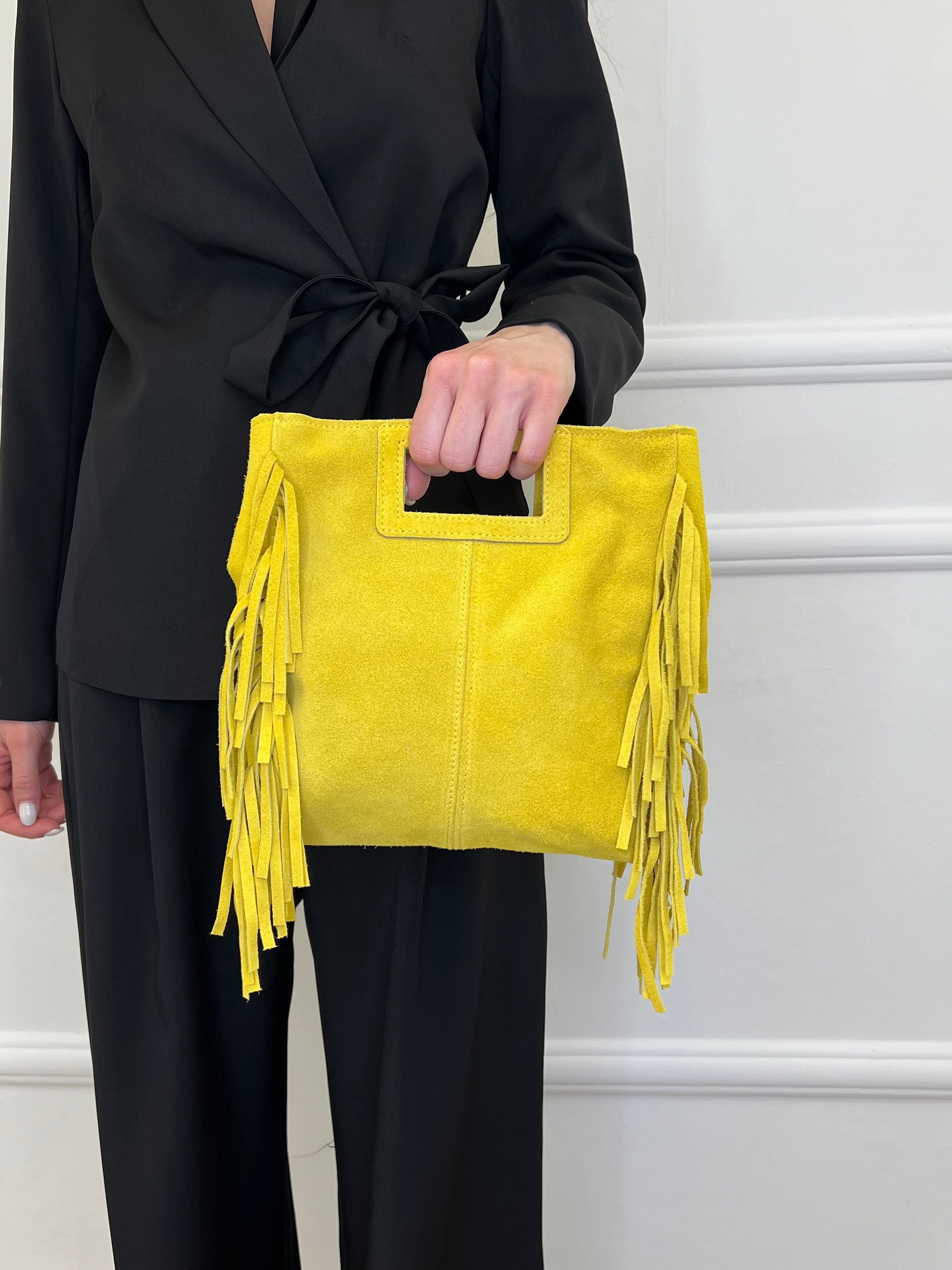 Borsa Vera Pelle Con Frange e Manico VPF026