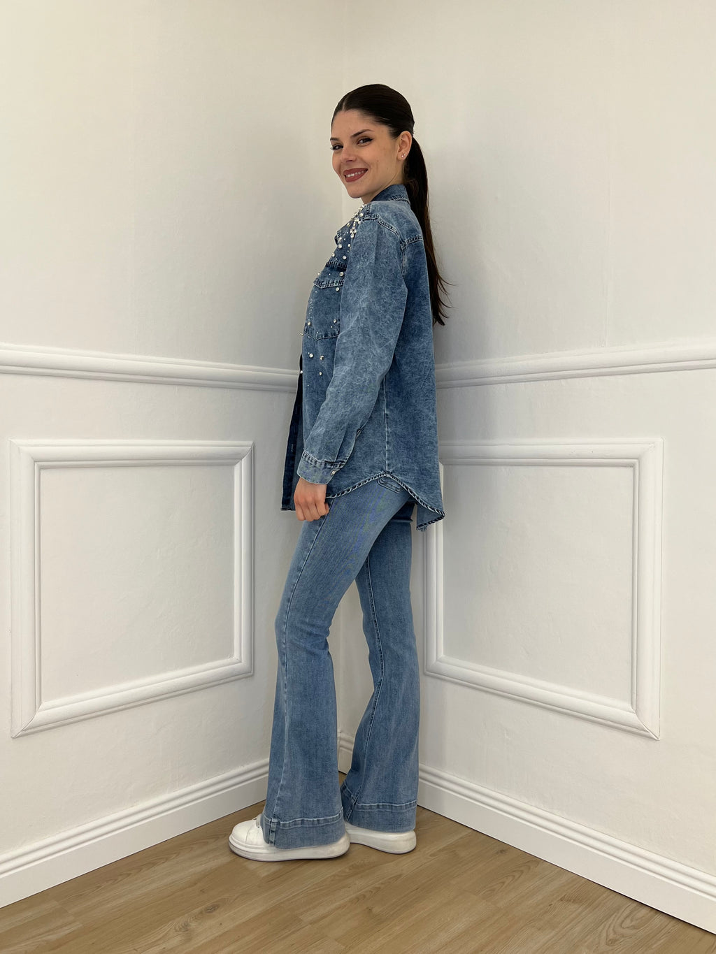 Camicia Denim Delavé Strass 18601