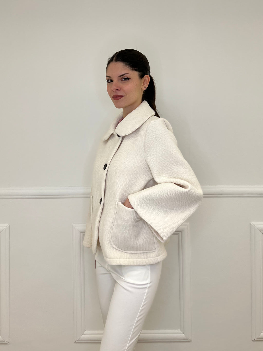 Giacca Neoprene Colletto 26088 Panna