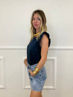 T-shirt Con Rouches 1673 Blu Royal