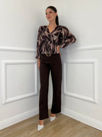 Camicia Incrocio Chiffon 90997 Marrone - Bazar Abbigliamento
