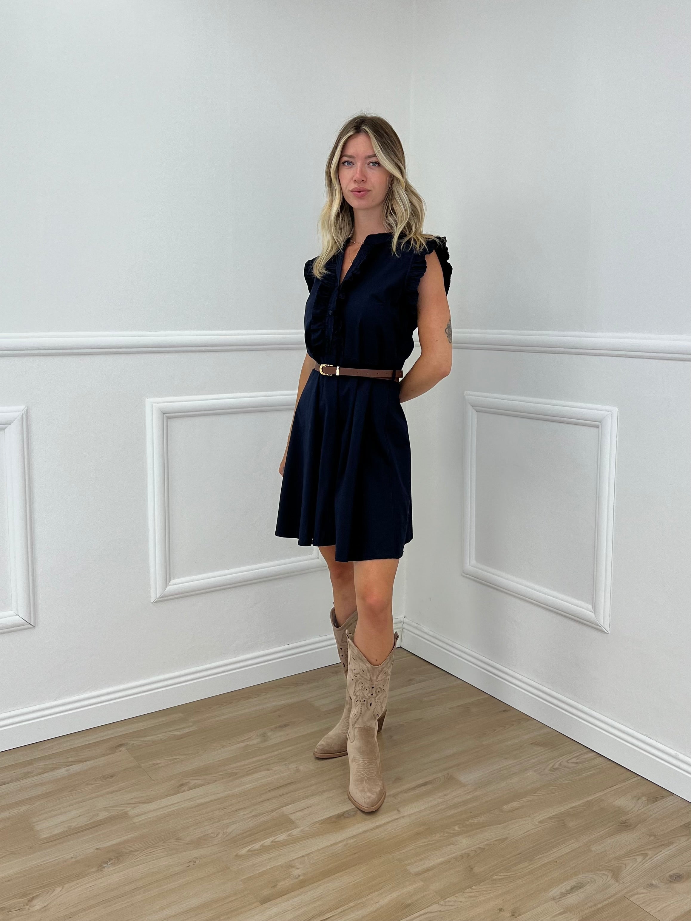 Abito Corto Con Rouches 2629 Blu