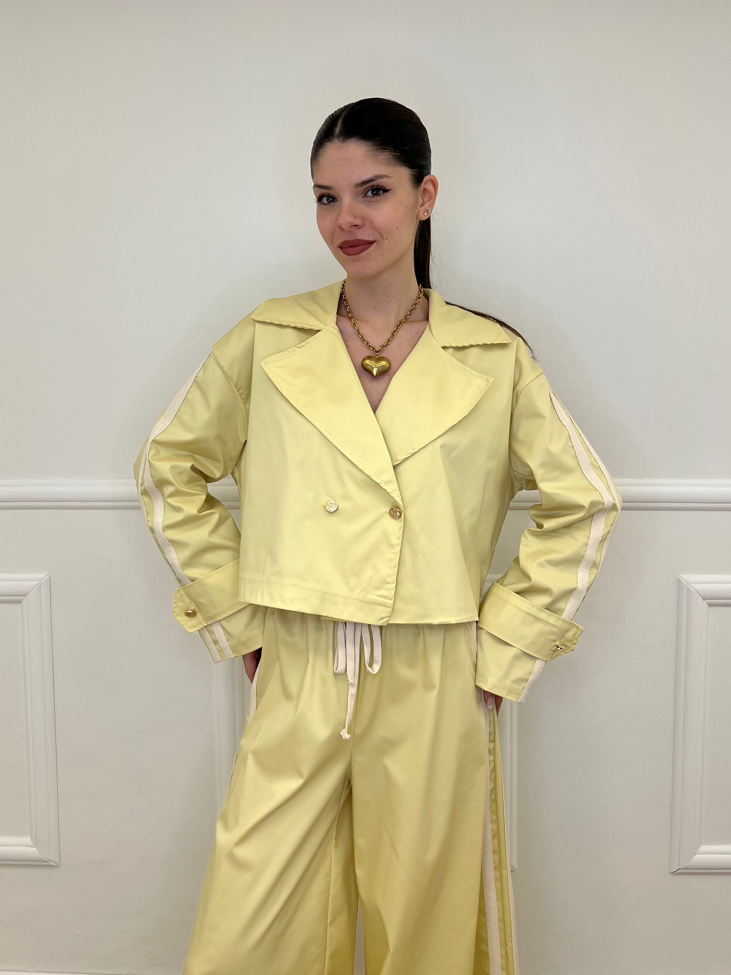 Trench Crop Doppiopetto Bande 7803 Giallo