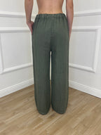 Pantalone Lino Coulisse 23216 Verde