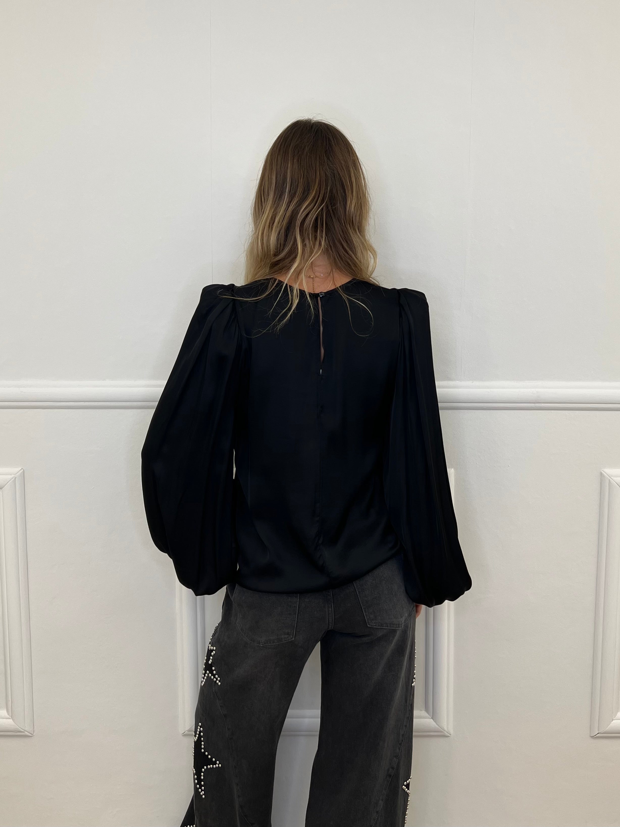 Blusa In Raso Lumina LD6110 Nero