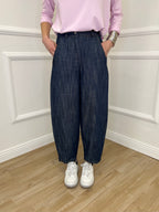 Pantalone Balloon Chambray A8028 Blu