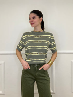 Maglia Righe Fiammata 0073 Verde