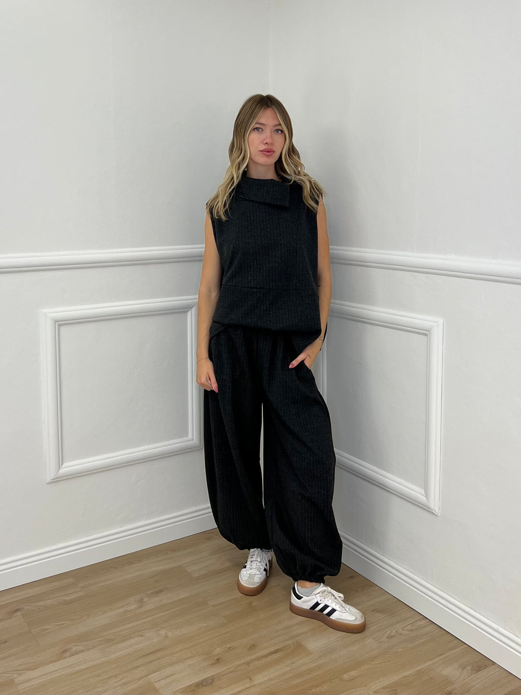 Pantalone Baggy Gessato Smerigliato 51366 Antracite