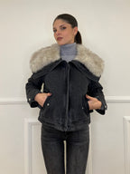 Fur Denim Jacket DL30037 Grey