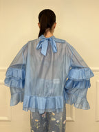 Blusa in Tencel a Balze 6108 Azzurro