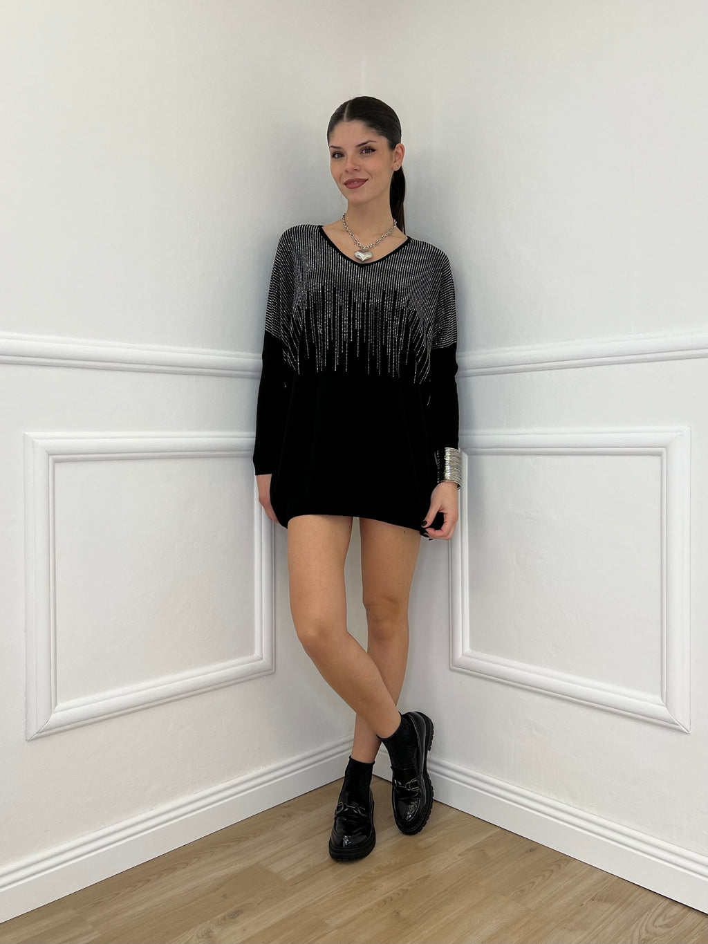 Maxi Maglia Strass 5292 Nero