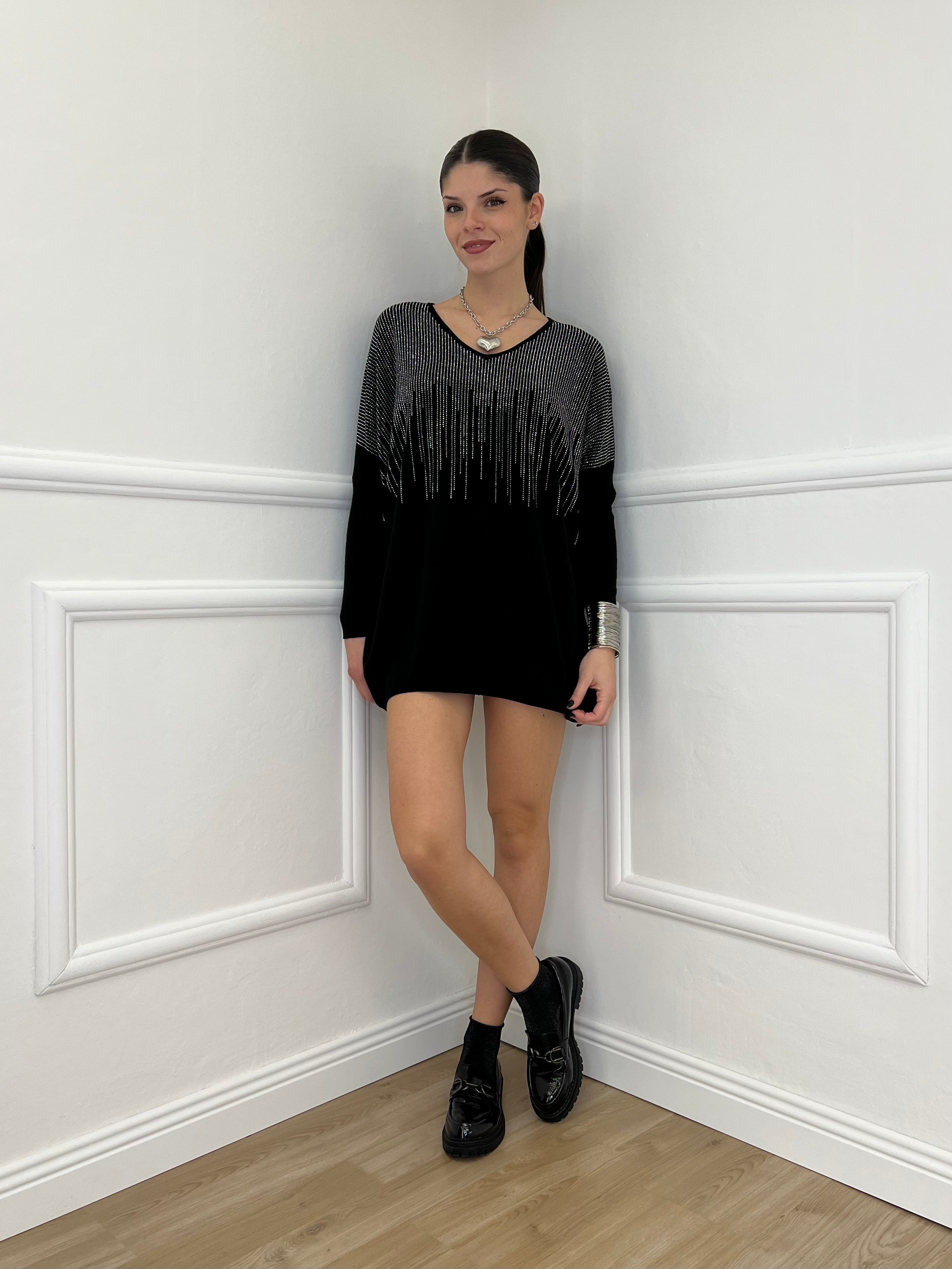 Maxi Maglia Strass 5292 Nero