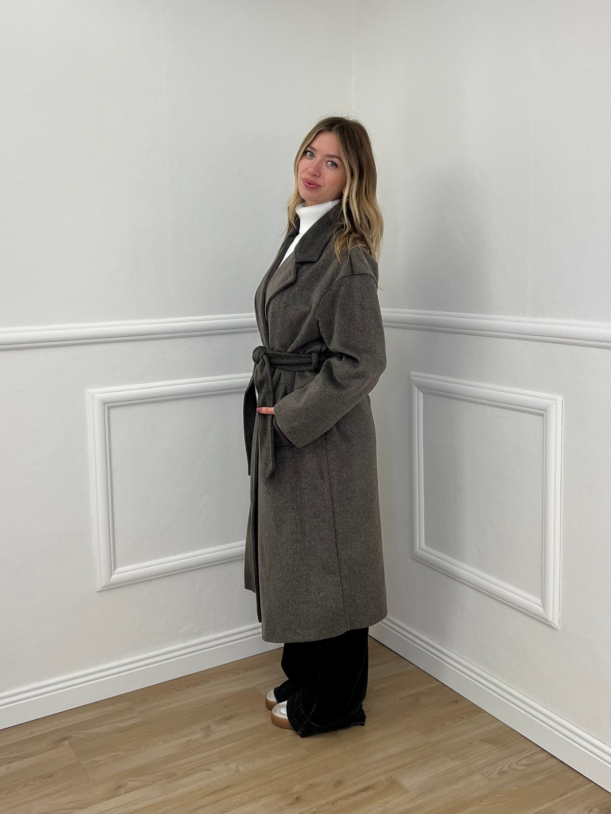 Cappotto Doppiopetto Cintura 29077 Taupe