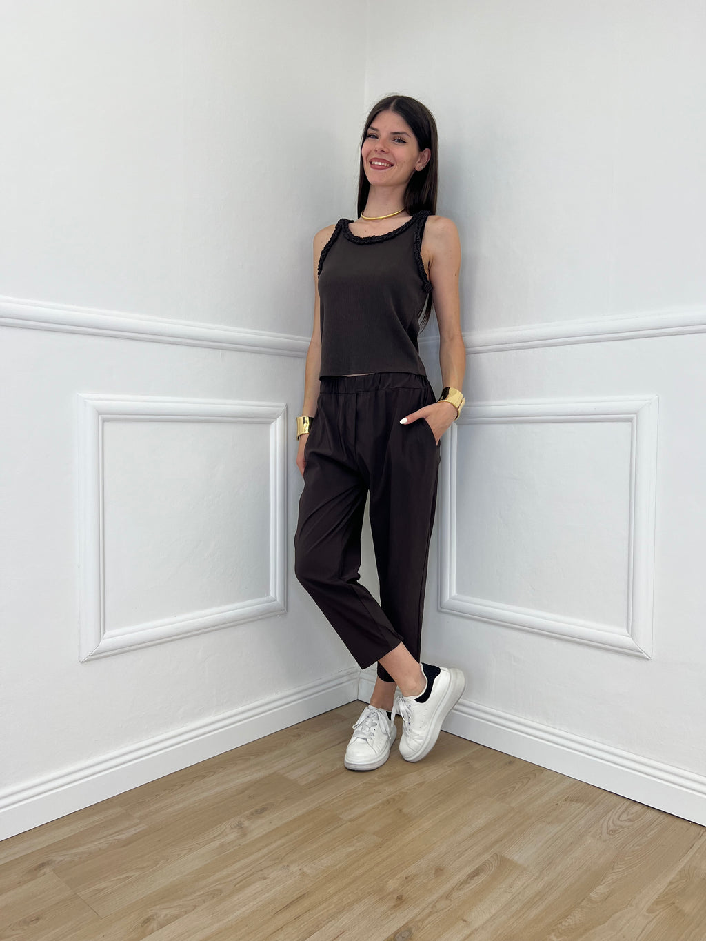 Pantalone Regular Bengalina 9230 Marrone