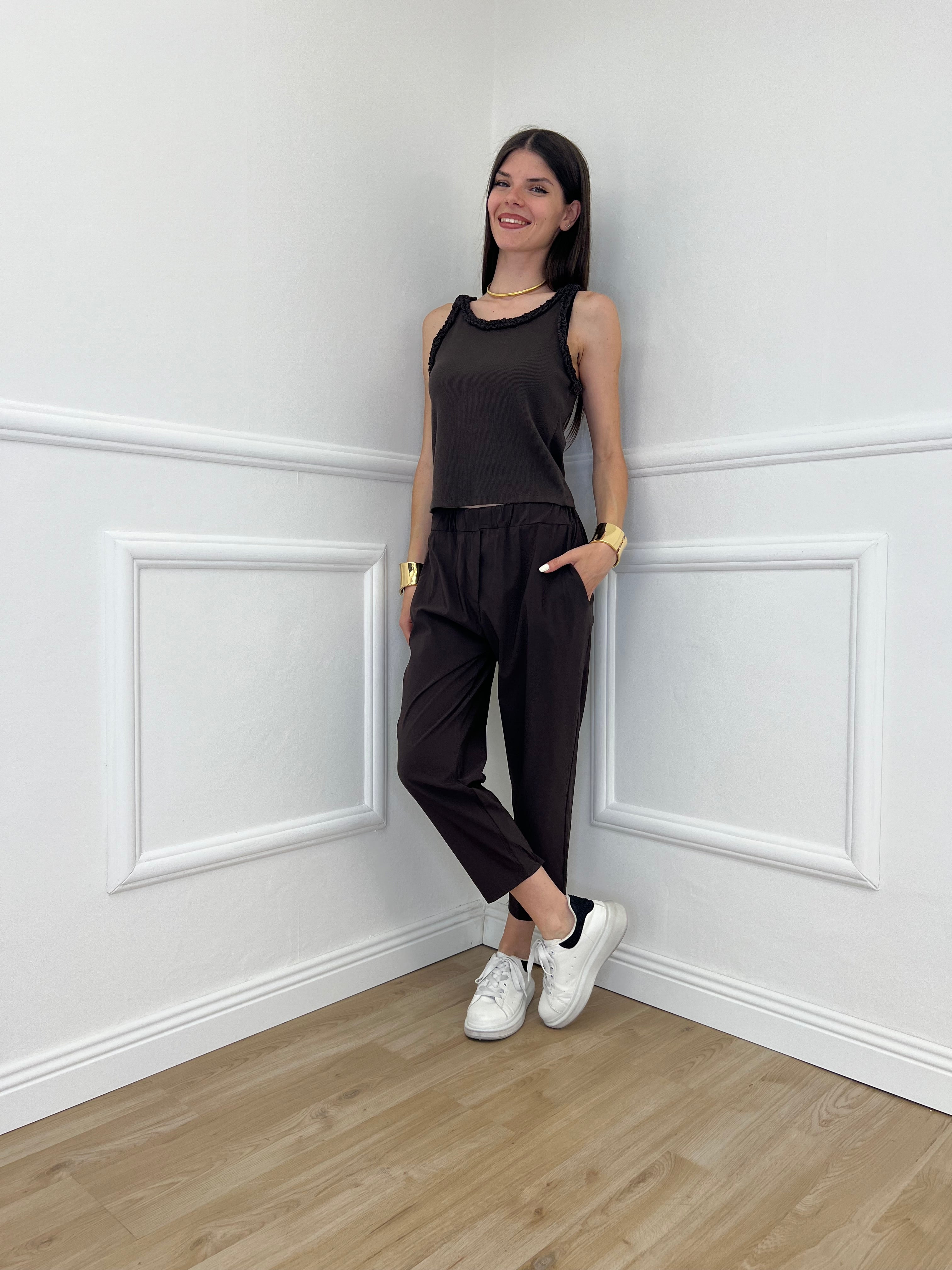 Pantalone Regular Bengalina 9230 Marrone