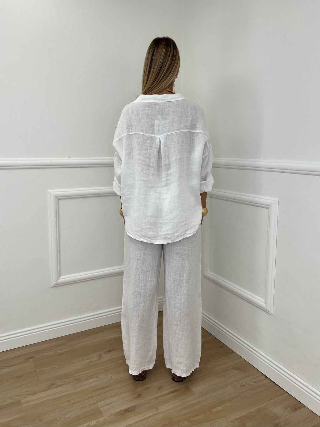 Camicia Scatoletta Lino 89303 Bianco