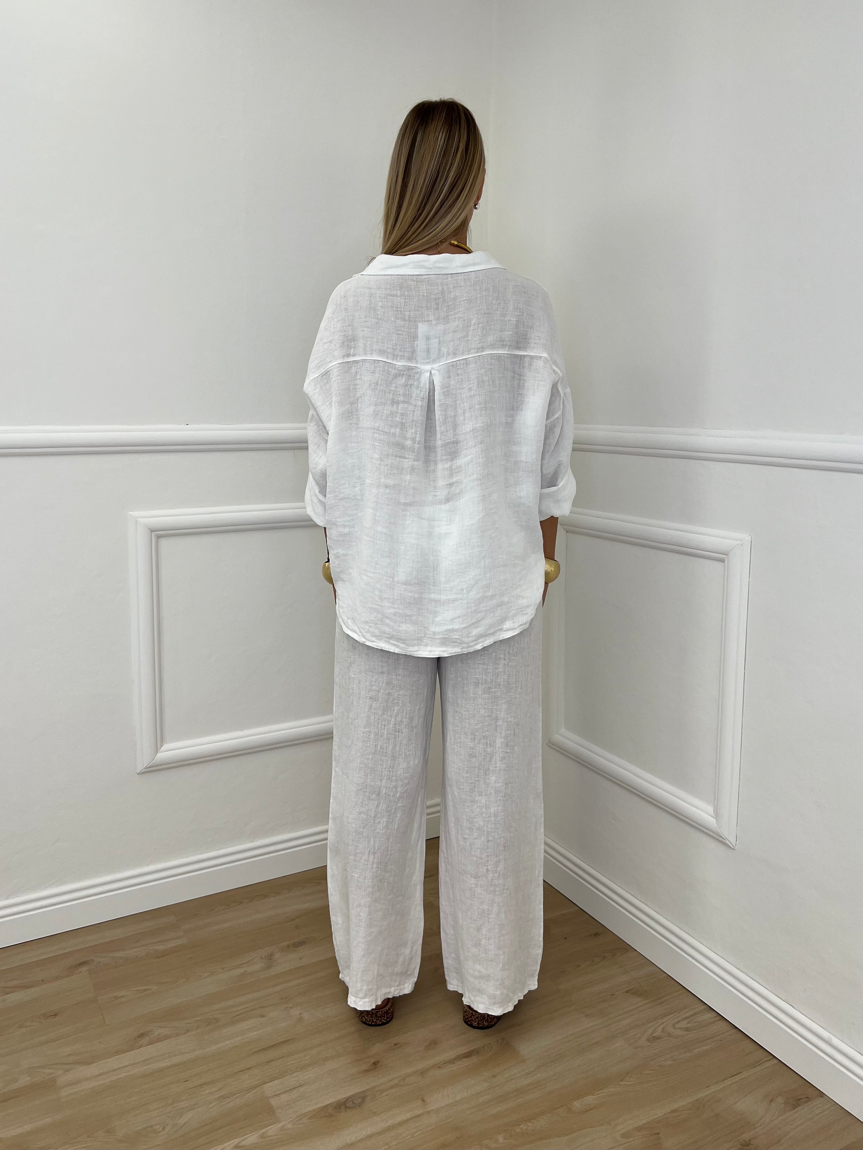 Camicia Scatoletta Lino 89303 Bianco