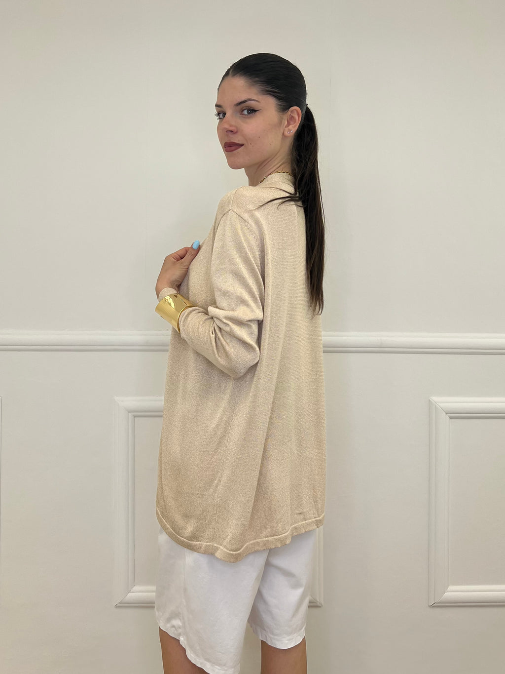 Cardigan Lurex Oversize 88081 Oro