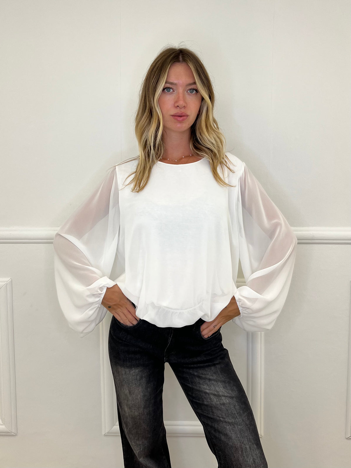Blusa Georgette Palloncino 22017 Bianco