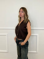 Gilet Over in Maglia 9263 Marrone