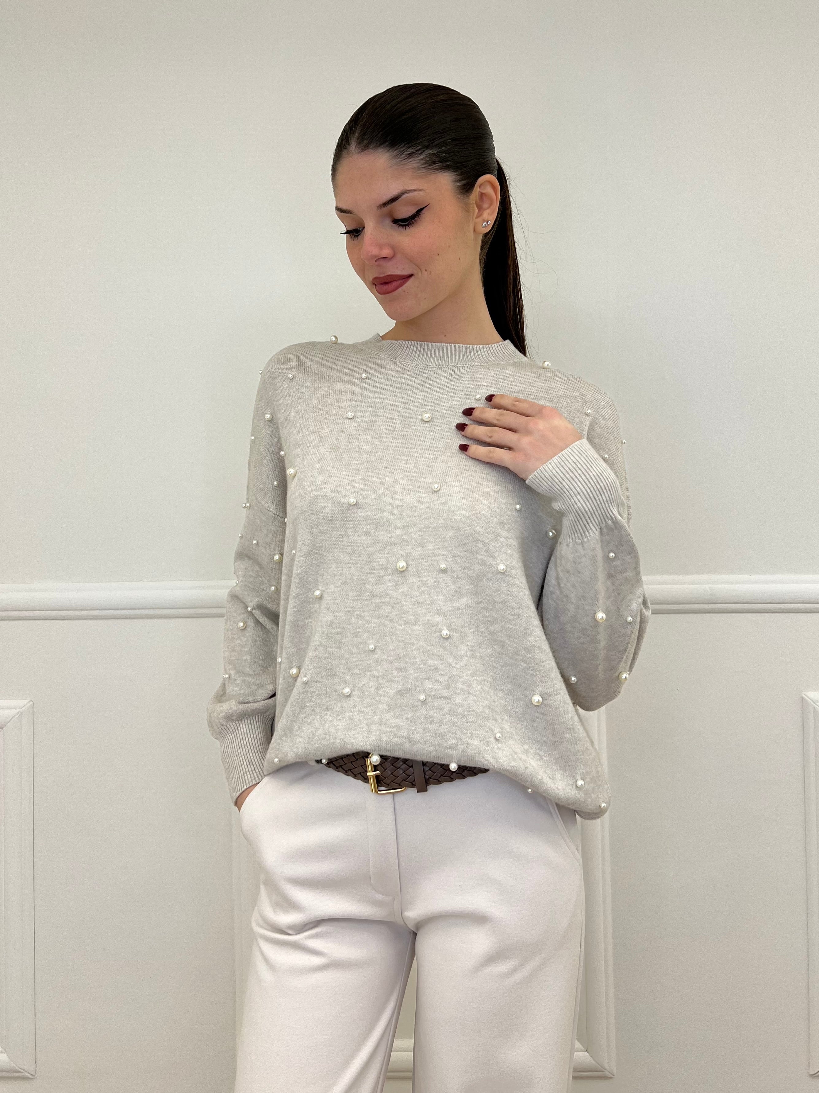Maglia Perle Girocollo 7313 Ecru