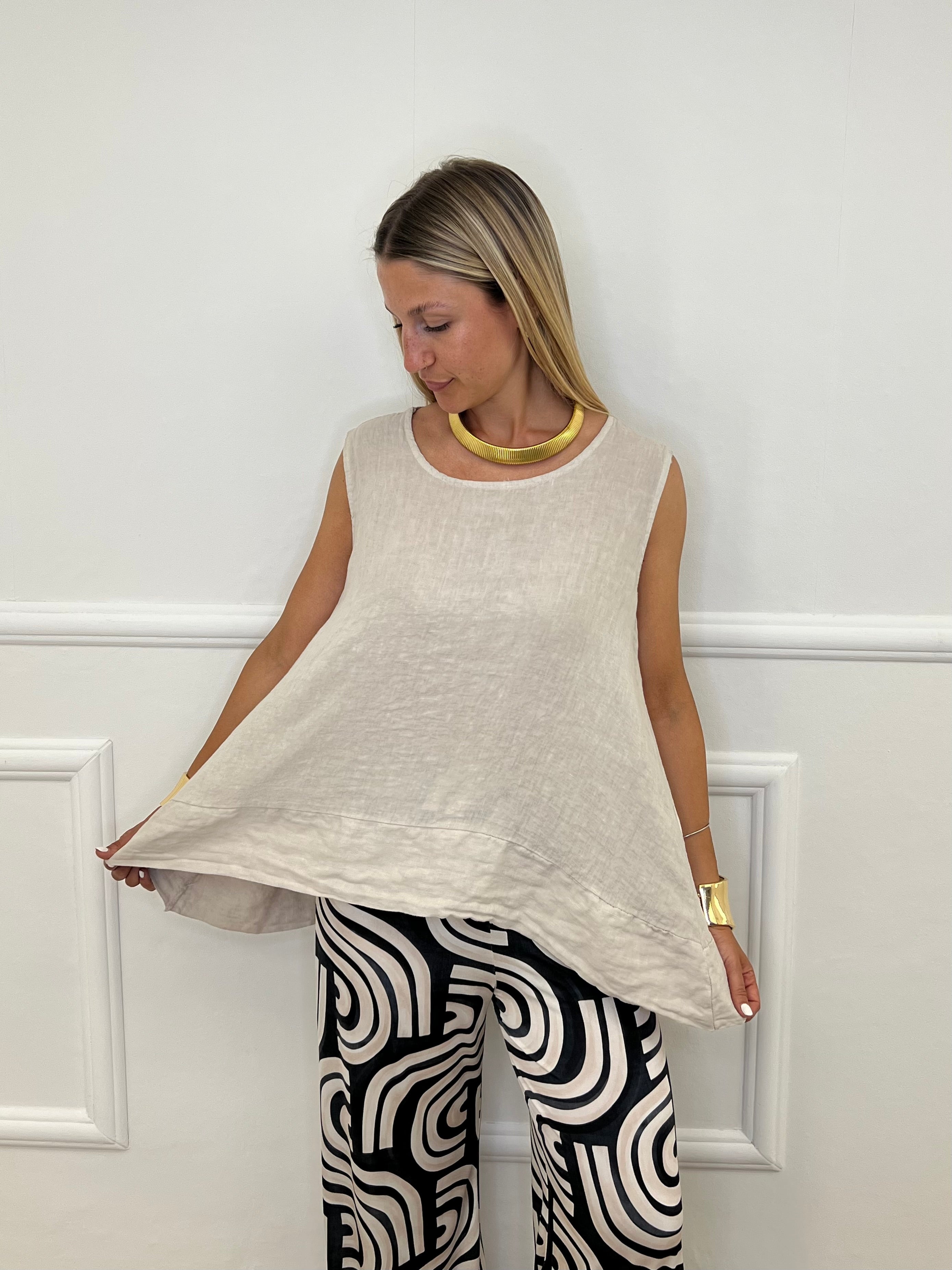 Canotta Over Lino 1178 Beige