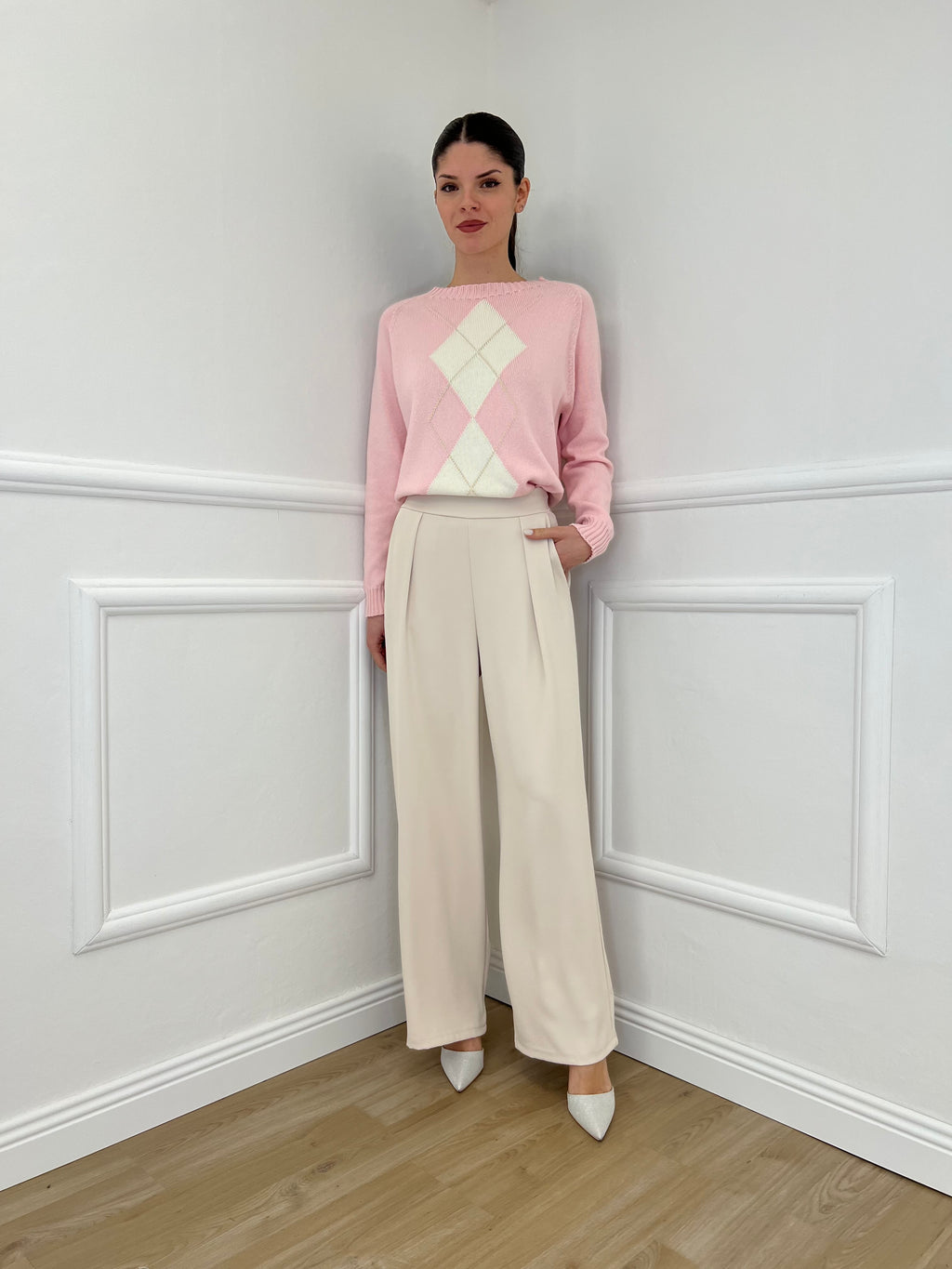 Pantalone Fluido 22059 Beige