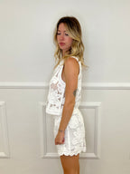Completo Crochet Gilet e Shorts 17136 Bianco