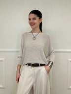 Maglia Lurex Scollo Goccia 645 Ecru