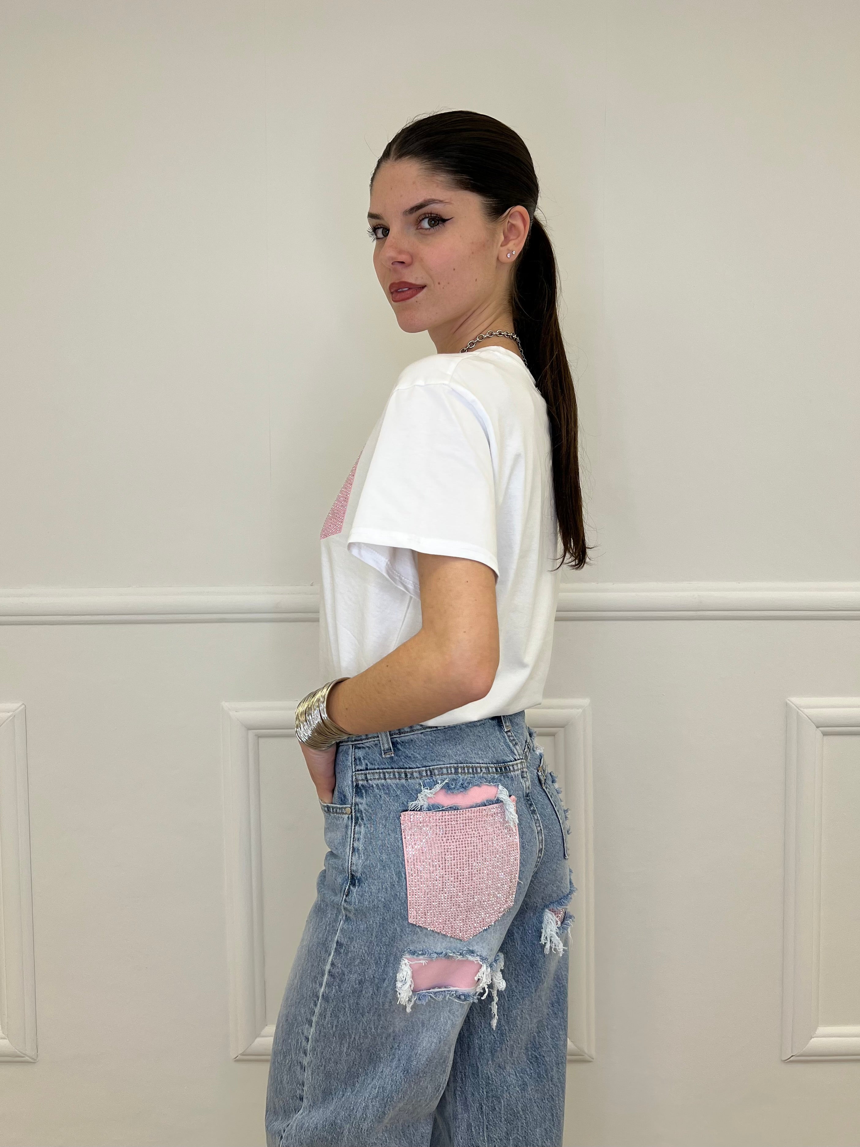 T-shirt Over Tasca Strass