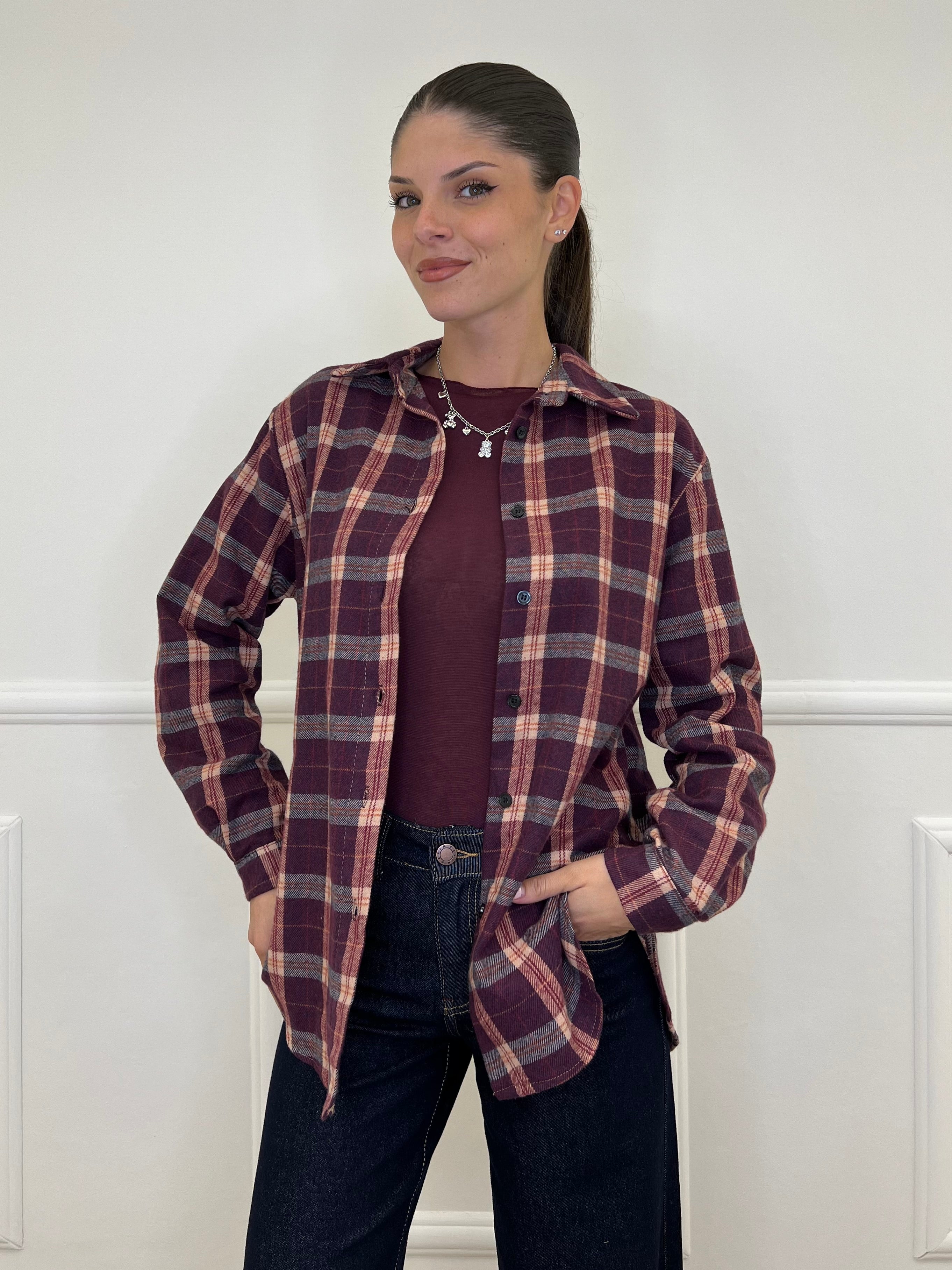 Camicia Madras A35 Burgundy