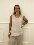Canotta In Cotone e Lino 18653 Beige