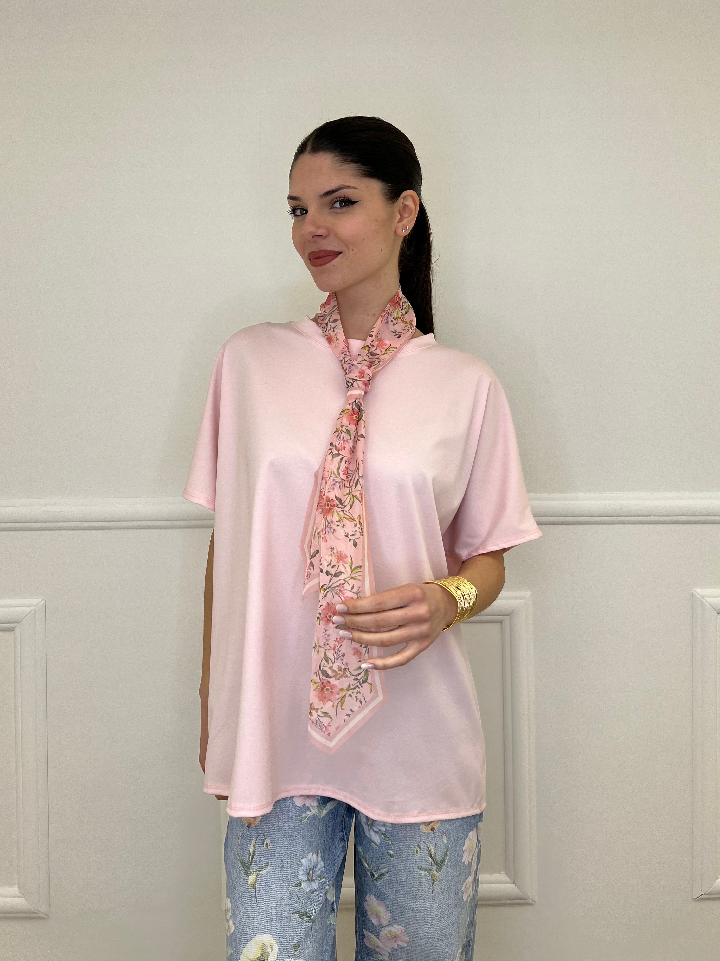 T-shirt Maxi Con Foulard 35080 Rosa