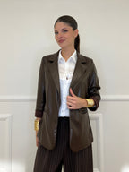 Faux Leather Jacket 25330 Brown