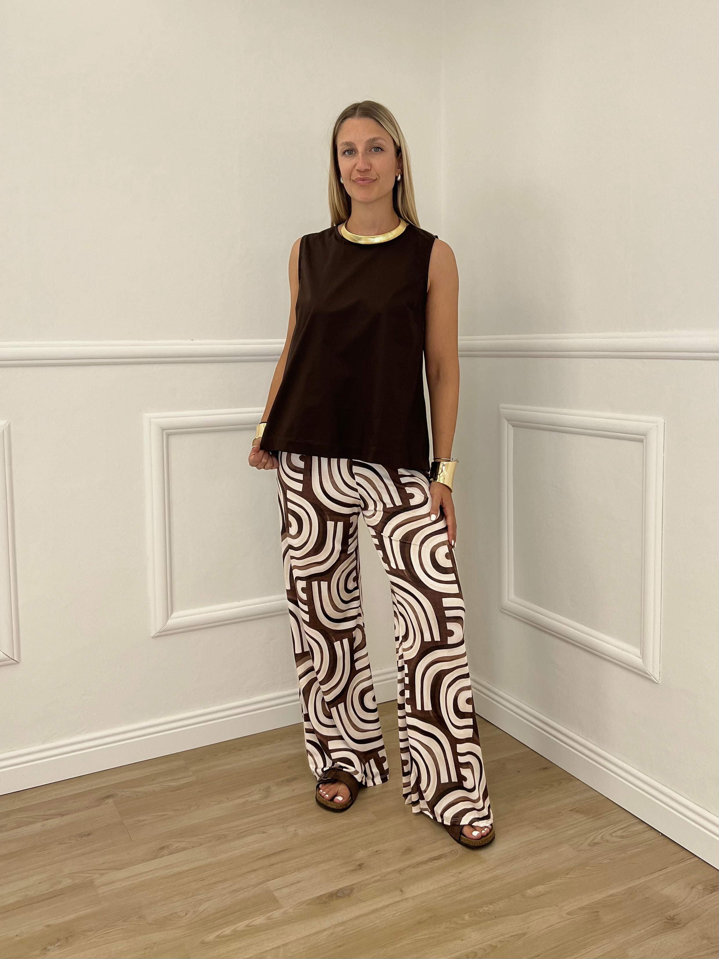 Blusa Popeline Bottoncini 2692 Marrone