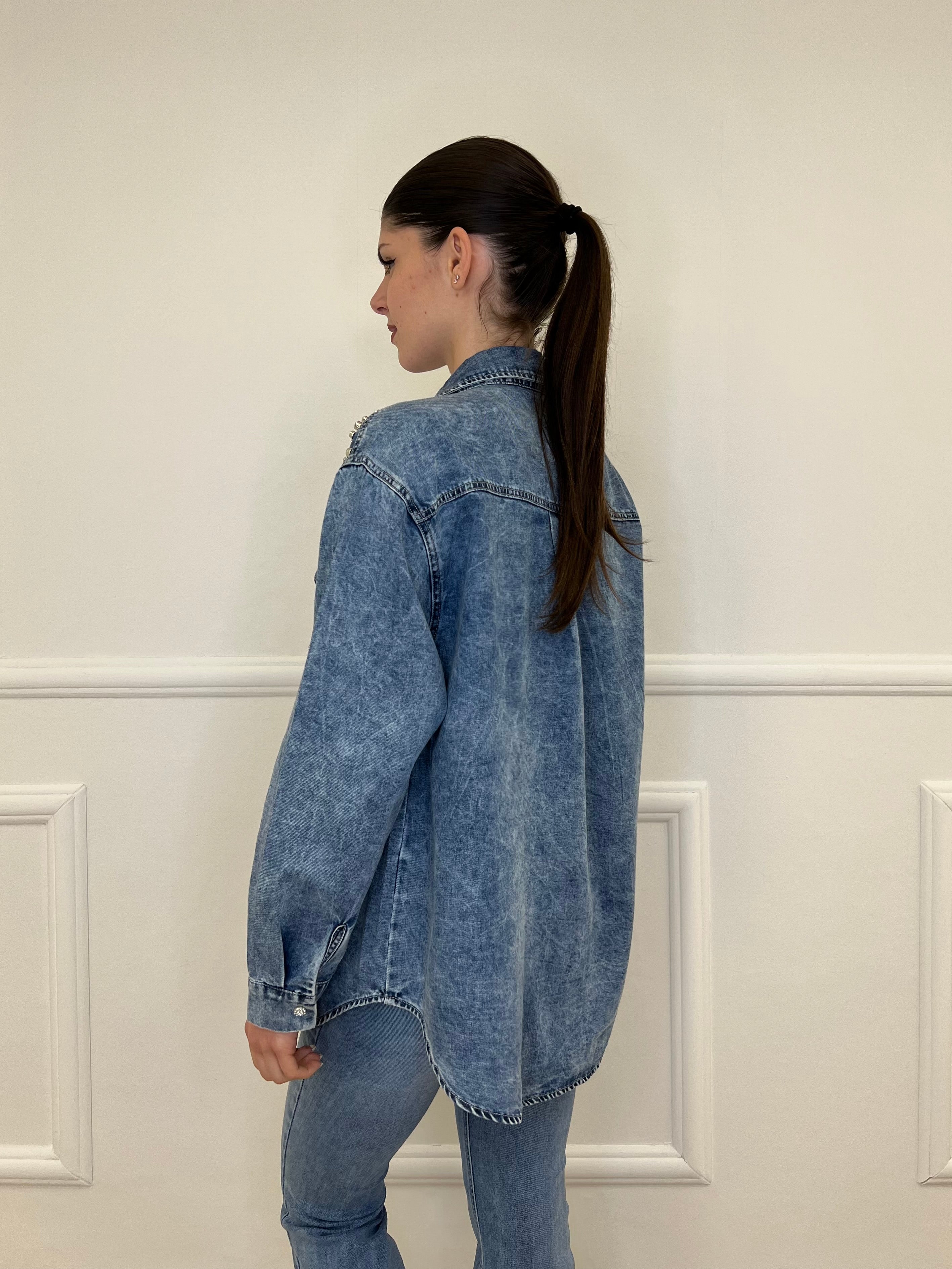 Camicia Denim Delavé Strass 18601