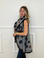 Poncho Gilet Suzani Doubleface 67041 Grigio